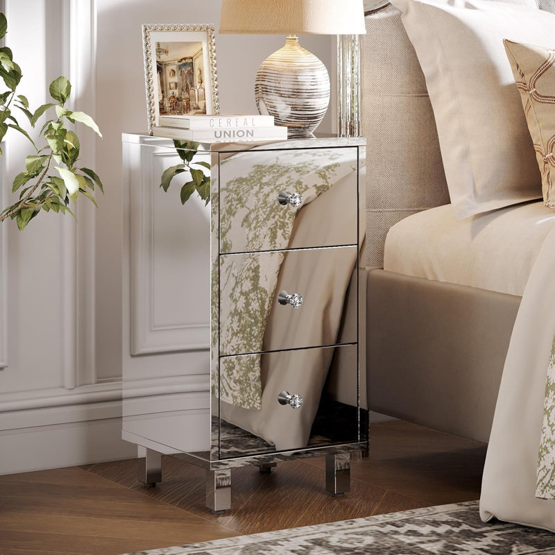 Ensemble de 2 tables de chevet aspect miroir