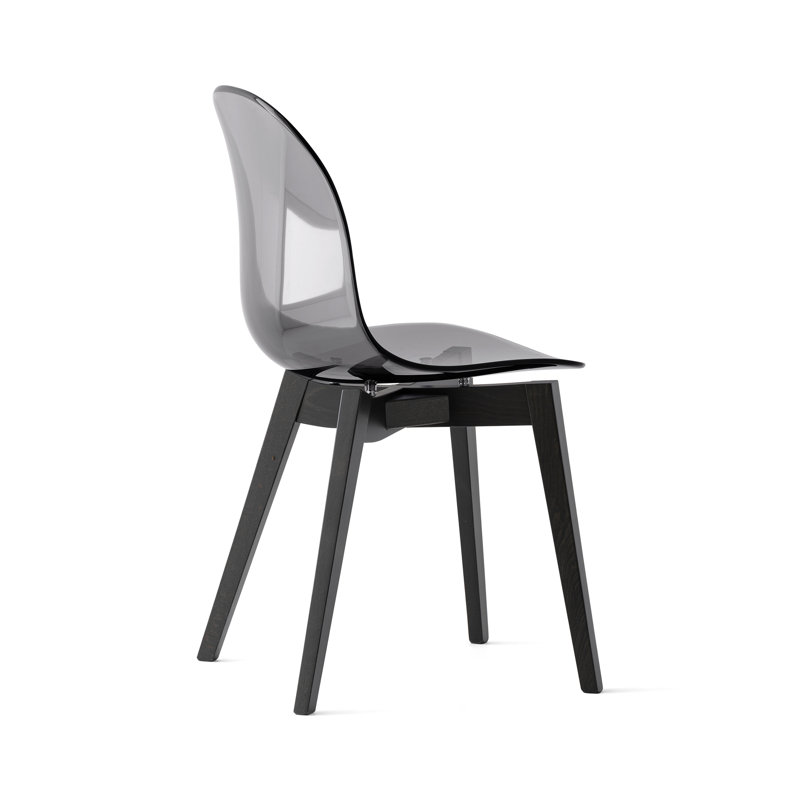 Academy Armless Chair with Wooden Frame, Transparent Smoke Gray/Graphite