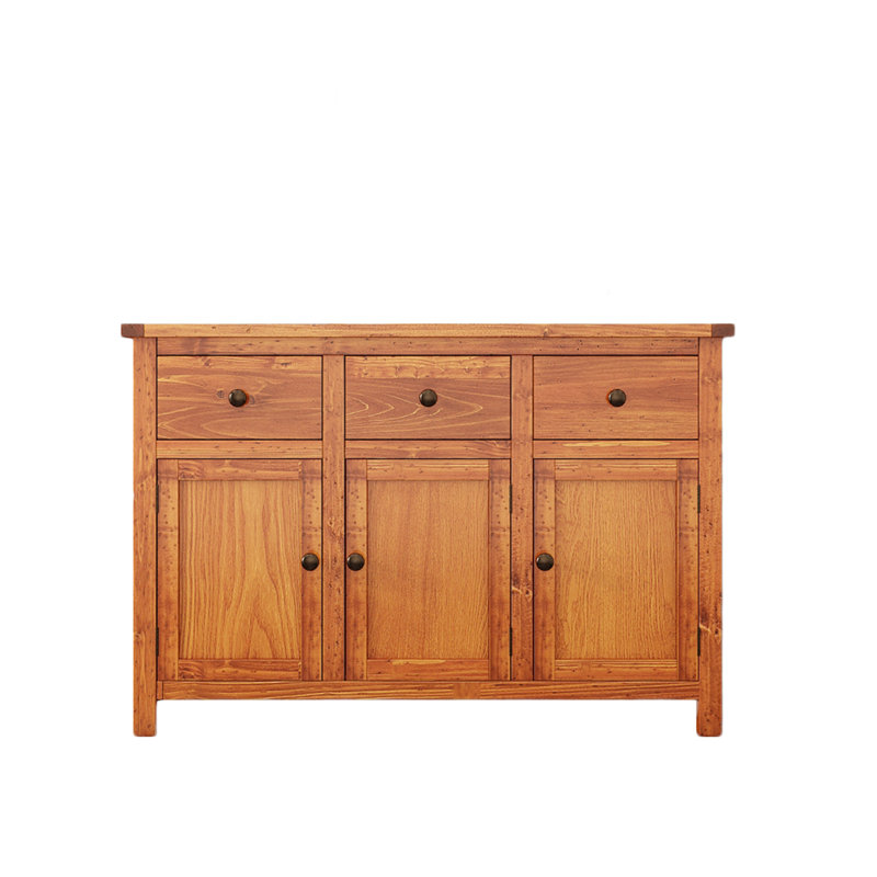 Buffet en bois massif (long), Rouge ambre