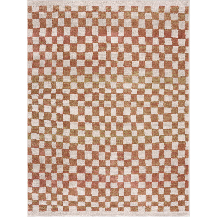Briawood Checkered Beige Area Rug