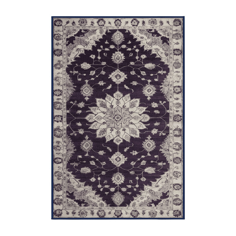 Machine Washable Overdyed Purple Area Rug, Runner 2' x 4'