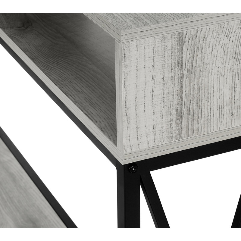 Table d'appoint, console, vestibule, étroit, canapé, stratifié gris, métal noir, contemporain, moderne