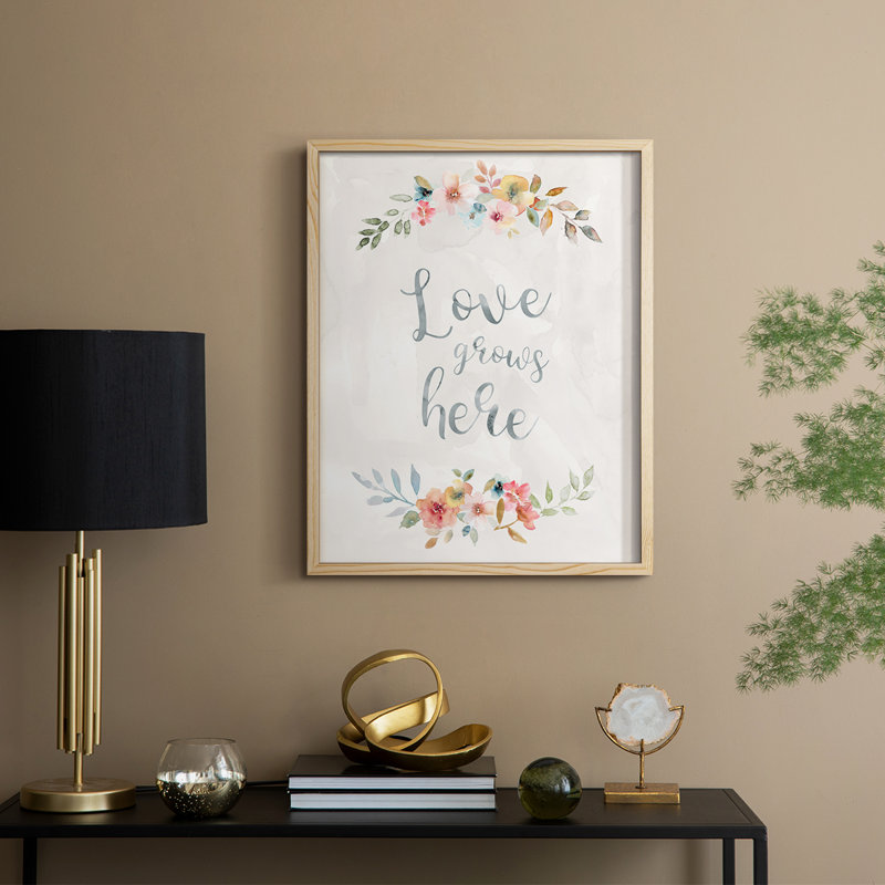 «Floral Love», reproduction encadrée - bois massif, H 11 po x l 9 po, Naturel