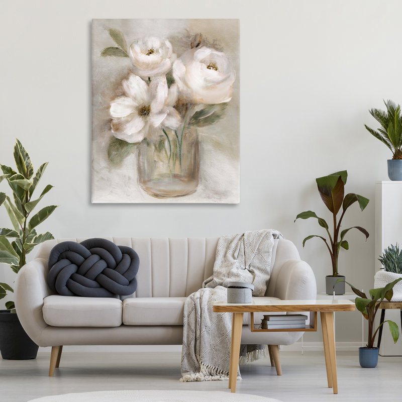 Toile Soft Brushstroke Roses, design par Nan, H 48 po x l 36 po