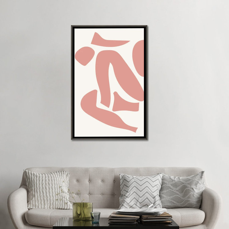 « Déstructed » rose par Mambo art studio-impression, Pas de tapis, H 48 po x l 32 po x P 1,5 po, Toile avec cadre gris