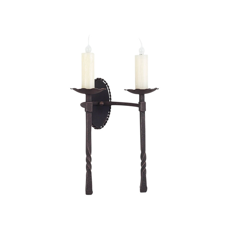 2 - Light Candle Wall Light, Rust Copper