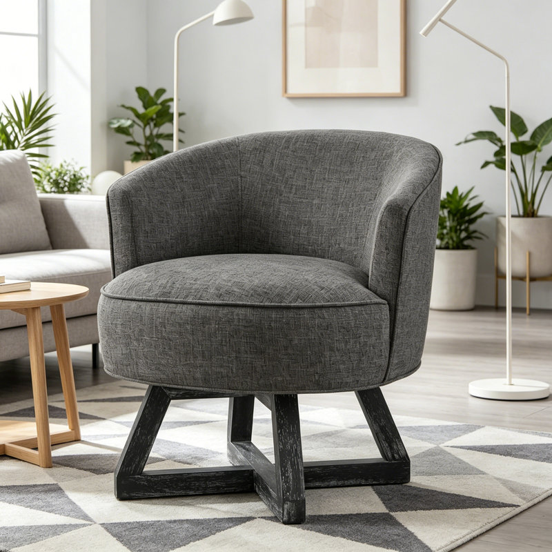 Chaise pivotante avec base en bois en forme de croix, Dark Gray