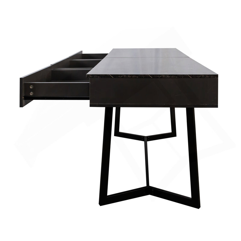 Bureau d'ordinateur 70,87 "Modern Black Modern, bureau d'étude et de travail, pieds en Y en métal