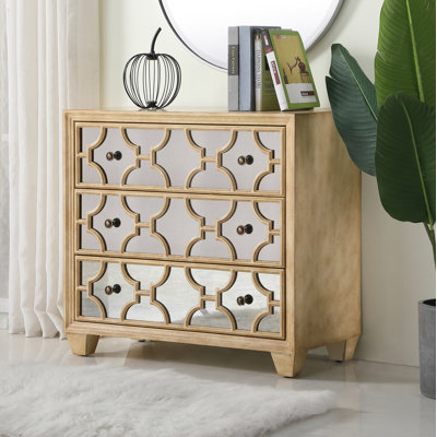 Commode 3 tiroirs en bois massif et en bois manufacturé l 32 po
