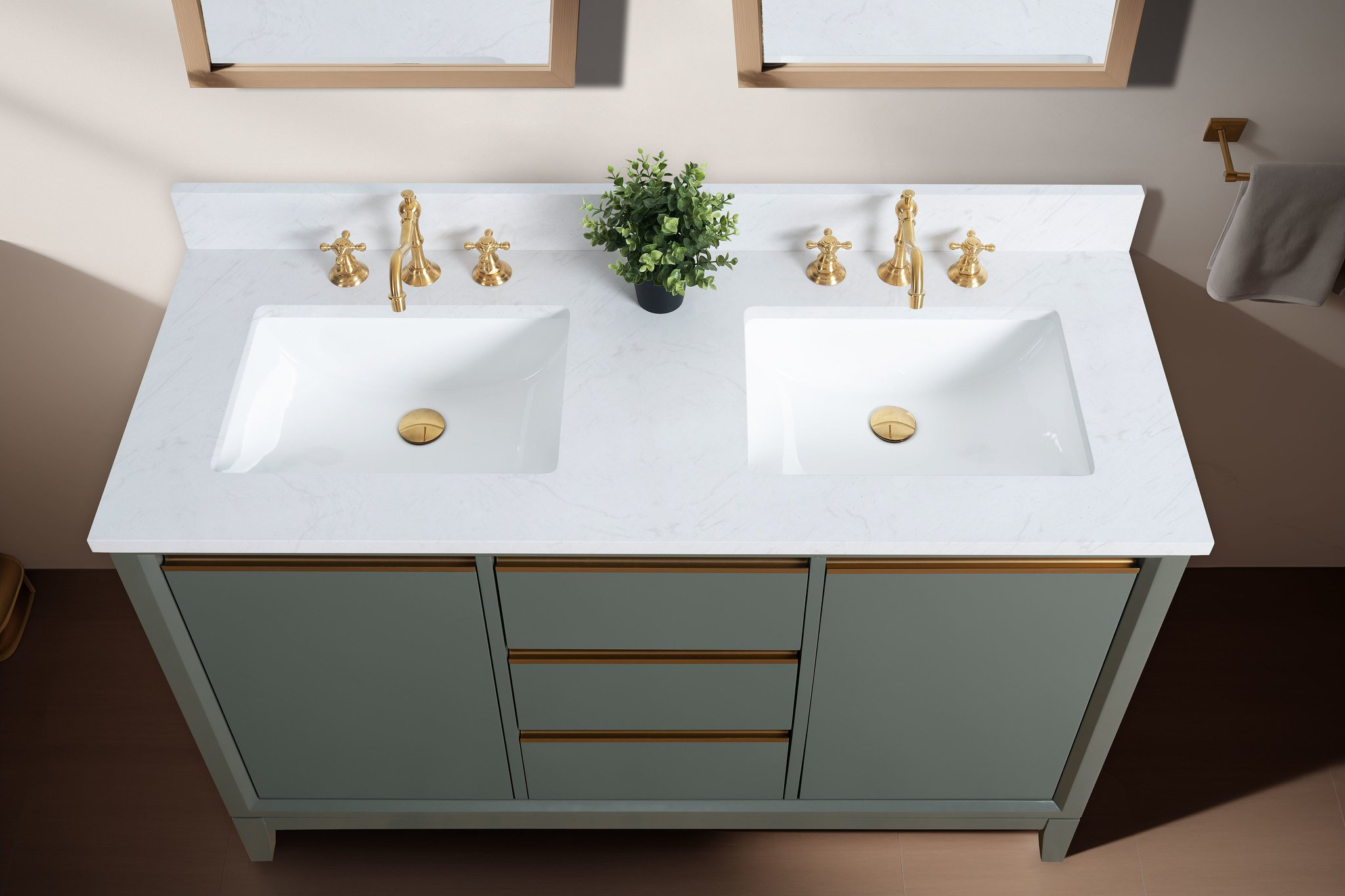 Vanity Art 54'' Double Bathroom Vanity with Engineered Marble Top Wayfair