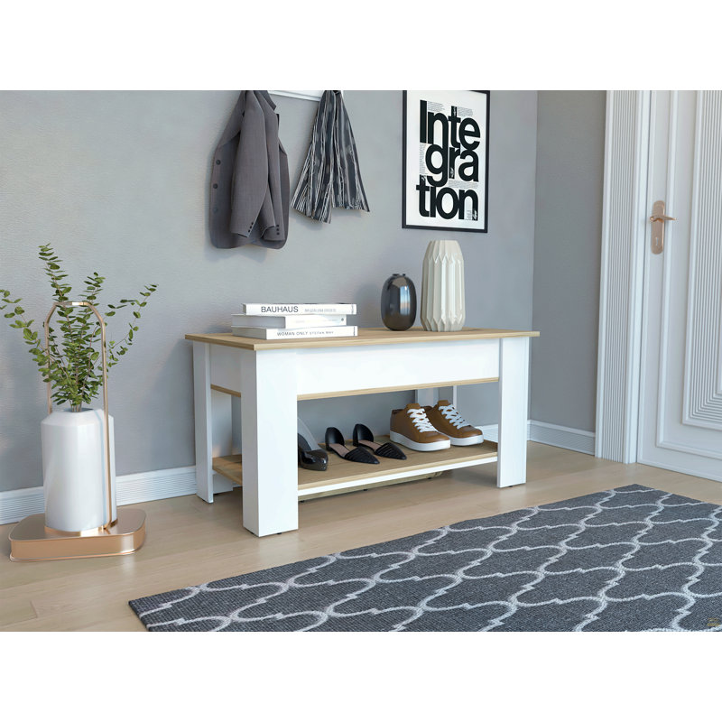 Table de rangement à 1 tablette avec couvercle Karmen - blanc, Blanc