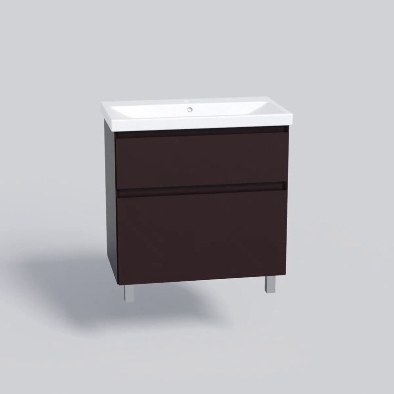 Elite Brown Matte Ceramic Single Bathroom Vanity with Mirror
