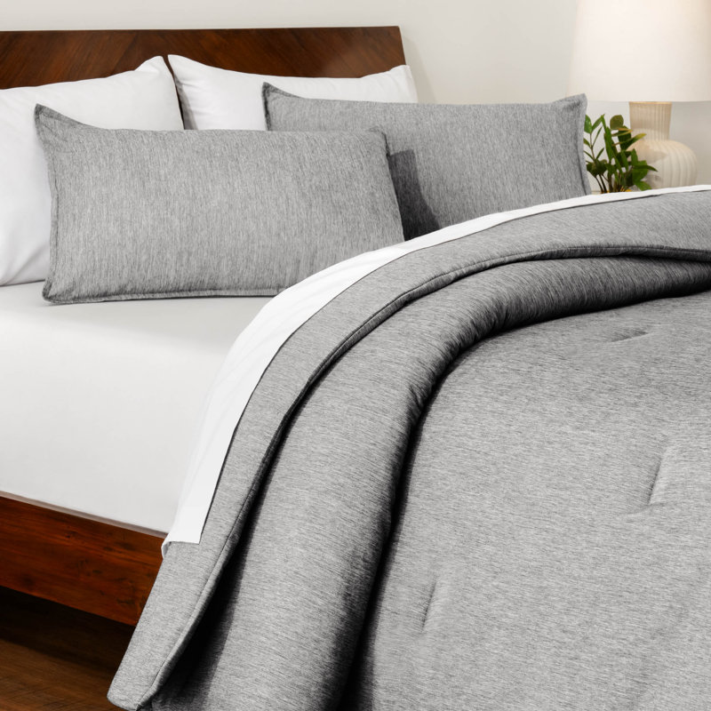 Bare Home Heathered Comforter Set - Ultra-Soft - Goose Down Alternative - All Season Warmth, Heather Pewter