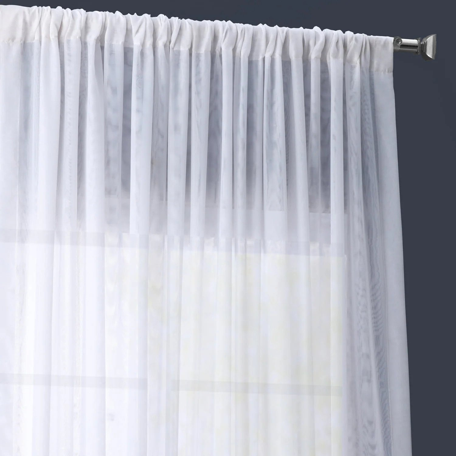 Apollo Extra Wide Sheer Voile Curtain Panel, White, 100" W x 108" L