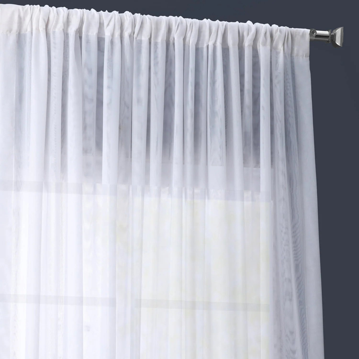 Apollo Extra Wide Sheer Voile Curtain Panel, White, 50" W x 108" L