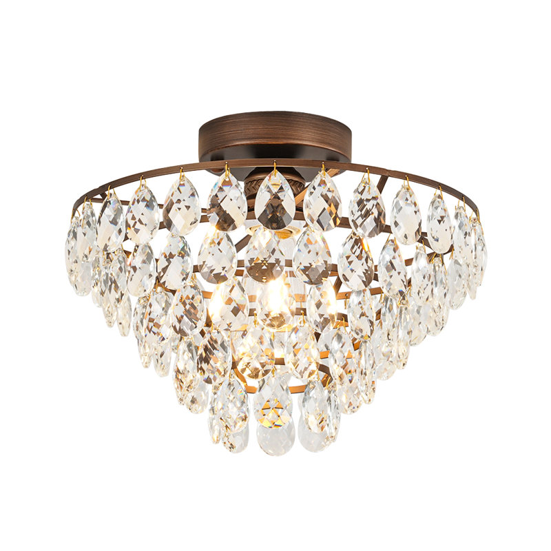 Teardrop Crystal Semi Flush Mount 