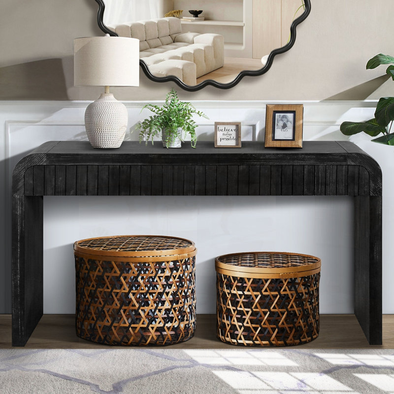 Table d'entrée vintage avec deux tiroirs cachés et console de style campagnard pour un assemblage facile dans plusieurs pièces