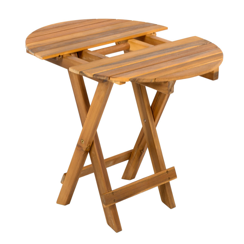 Aucune installation requise. Table d'appoint d'extérieur pliable et réglable en bois d'acacia (placage de teck)