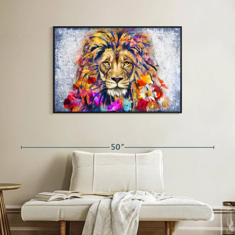 Tête de lion Brampt floral, H 27 po x l 40 po