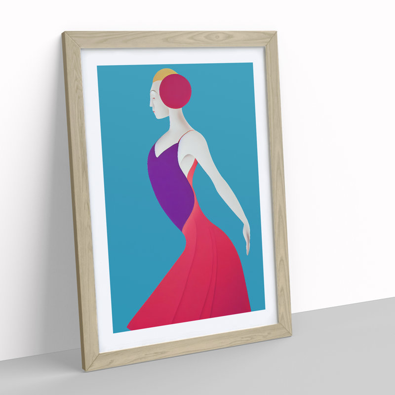 Abstract Dancing Woman No.4 - Wrapped Canvas Print, 34cm H x 25cm W x 2cm D, Oak Framed
