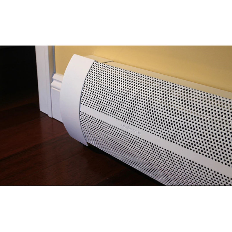 Baseboarders Elliptus Galvanized Steel Easy Slip-on Baseboard Heater Cover Set - White | Heater Cover and Endcaps Included