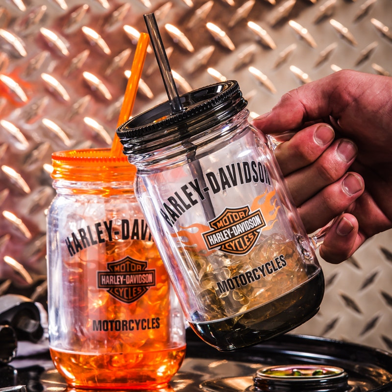 Ensemble de pots de mason 18 oz en plastique pour 2 pièces Harley-Davidson®