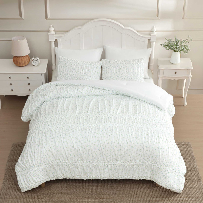 Ensemble d'édredon réversible bleu Laura Ashley Rosebuddies, Édredon pour lit simple TG + 1 taie décorative