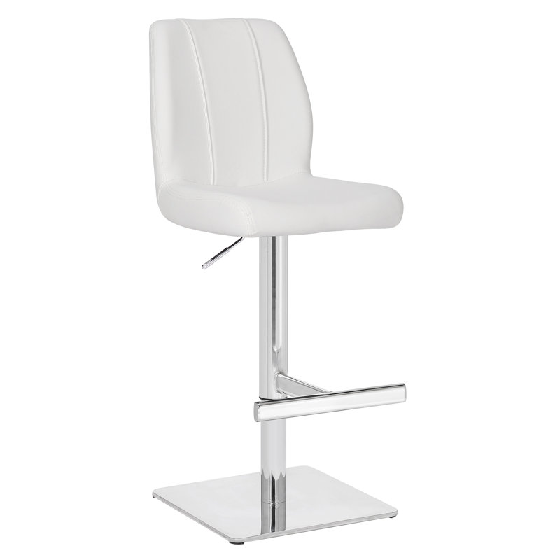 Batista Swivel Upholstered Adjustable Height Bar Stool, White
