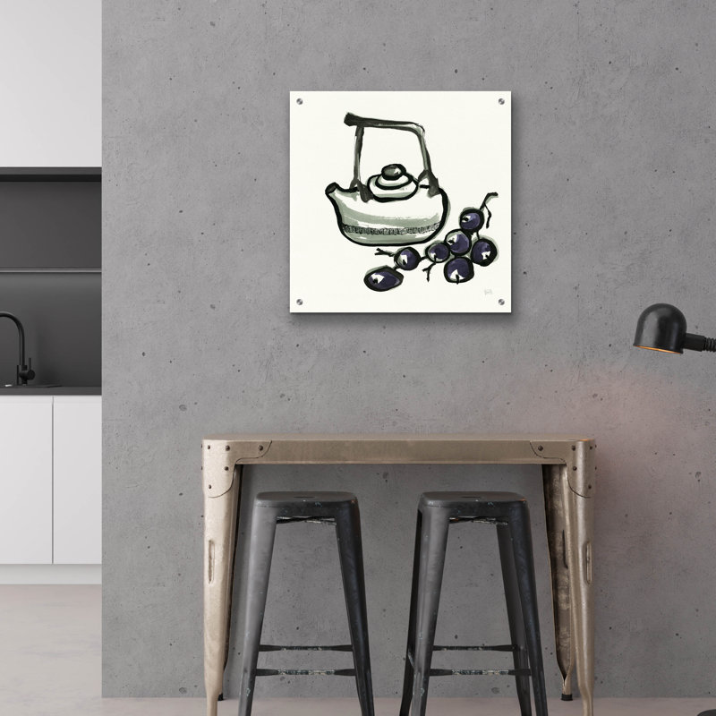 «Tea And Grapes» par Chris Paschke, art mural en verre acrylique, H 24 po x l 24 po x P 0,2 po