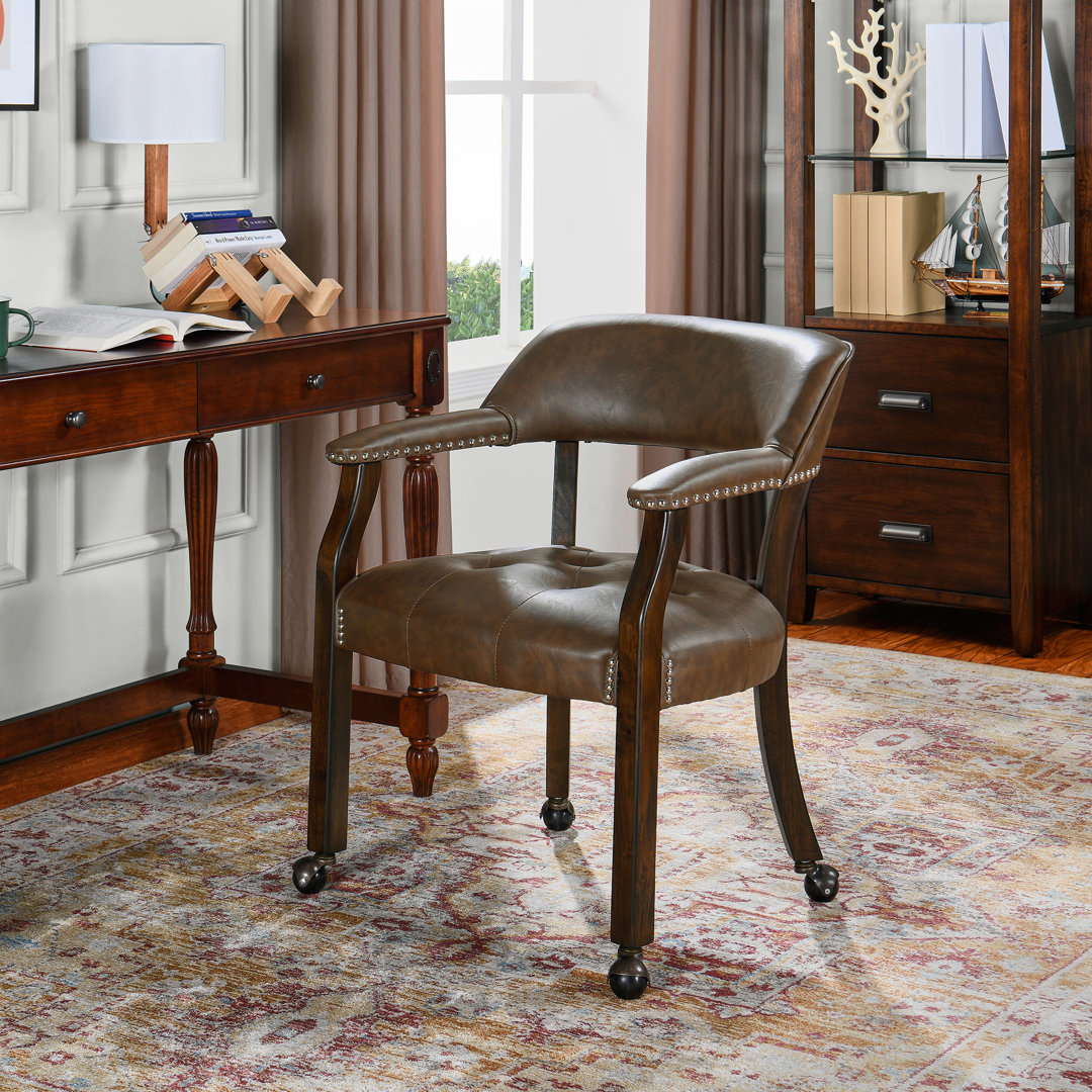 Porker Tufted Sponge Dining Chairs with Casters Red Barrel Studio® Upholstery 