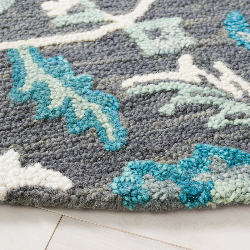 Joosten Hand Tufted 0.8 Wool 0.2 Cotton Floral Rug, Square 6'