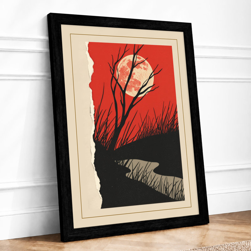 Skeletal Tree At Dusk Scandinavian - Print, Black, A4 - 29.7 x 21.0 cm