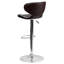 Tabouret de bar contemporain confortable en vinyle à hauteur réglable et dossier mi-haut avec base chromée Claudine-660761076