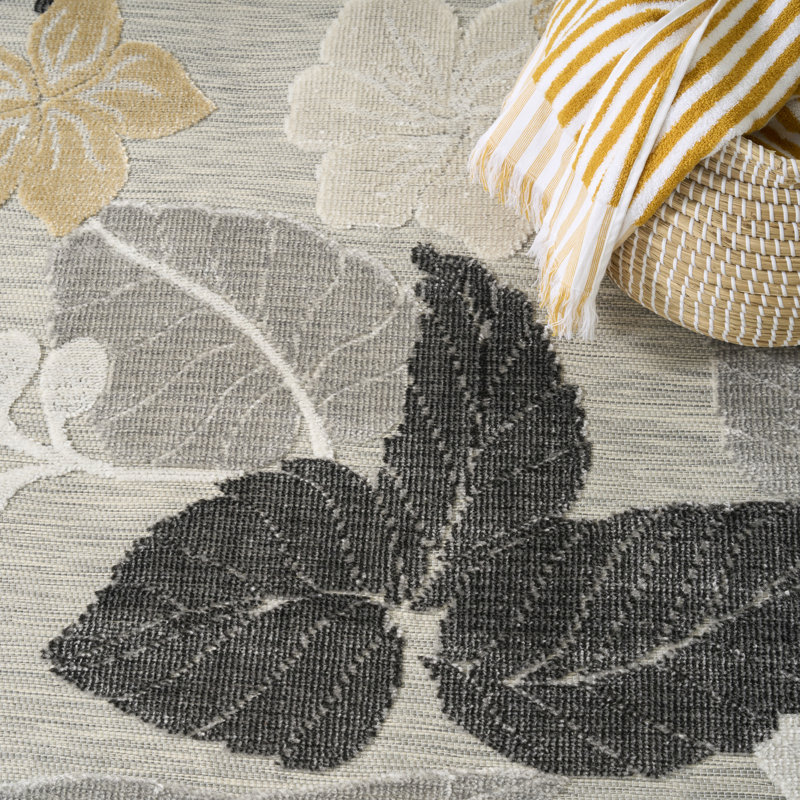 Tapis tropical gris 5 pi 3 po x 7 pi 3 po Juno, Gris, Rectangle 5 pi 3 po x 7 pi 3 po