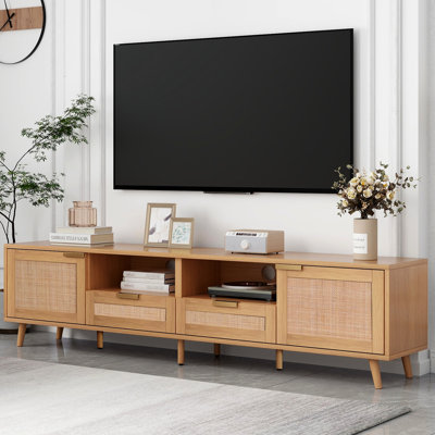 Meuble télé pour le salon: téléviseur de 85 po ou moins, finition, pieds en bois massif avec style: construction, tiroirs spacieux