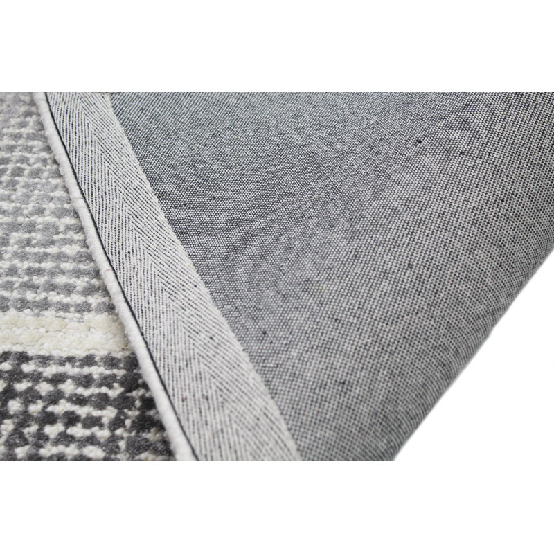 Gray and Off-White Tufted Wool and Viscose 9' x 12' Area Rug