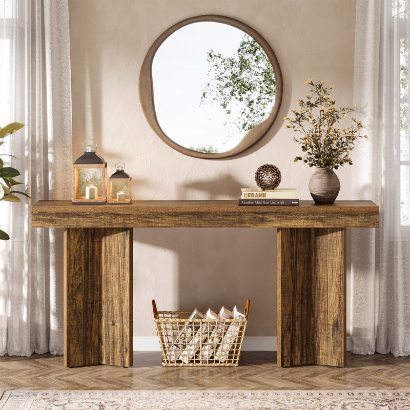 Console 63 po, table d'entrée en bois