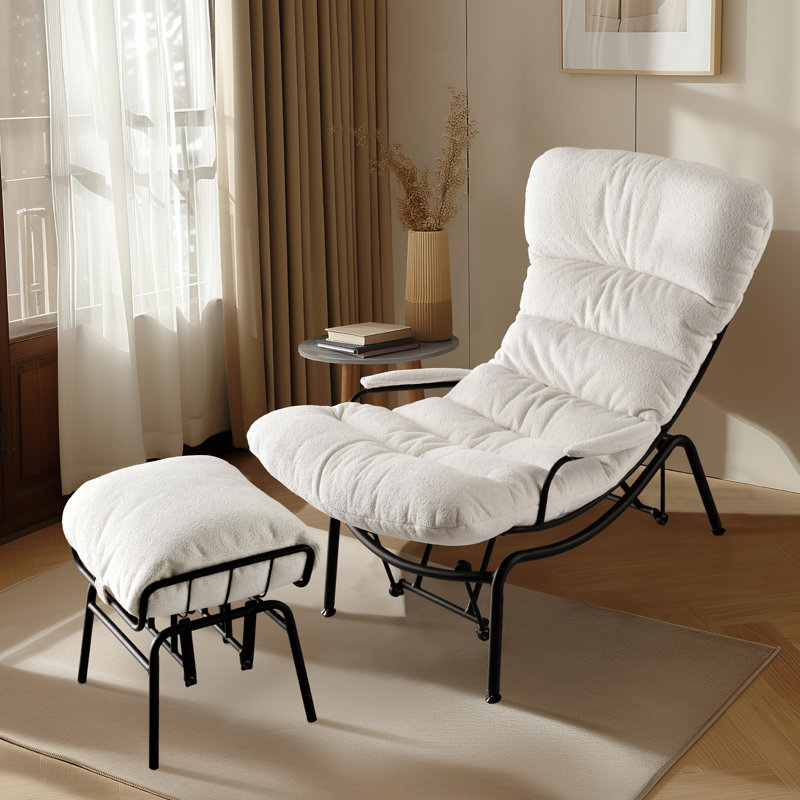 Méridienne avec repose-pieds l 29,72 po Brevick, Mélange de polyester blanc