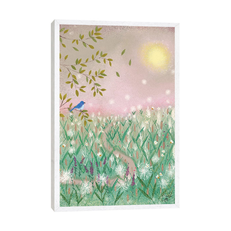 Pink Day Dream by Joy Laforme - Painting on Canvas, 101.6cm H x 66.04cm W x 3.81cm D, White Framed