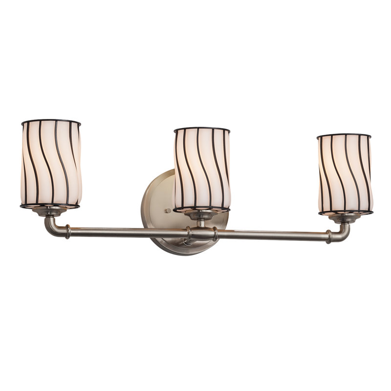 Éclairage pour meuble-lavabo 3 lumières Astor, Grille avec bulles transparentes, Noir mat, DEL dédiée