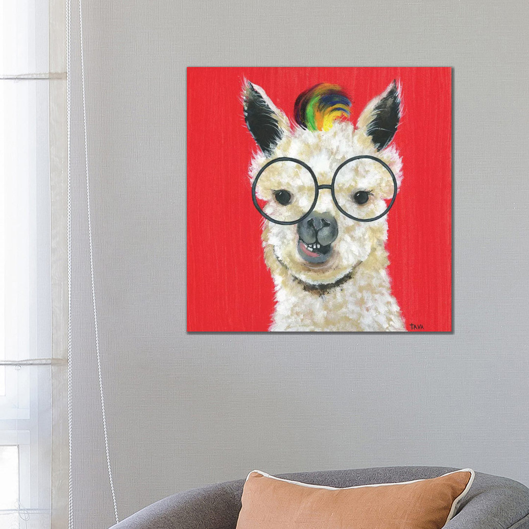 Llama Rockstar von Tava Studios - Galerie-verpackte Leinwand Giclée auf Leinwand