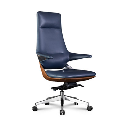 Silver Hight adjustable Faux Leather + Aluminium Alloy Office Chair