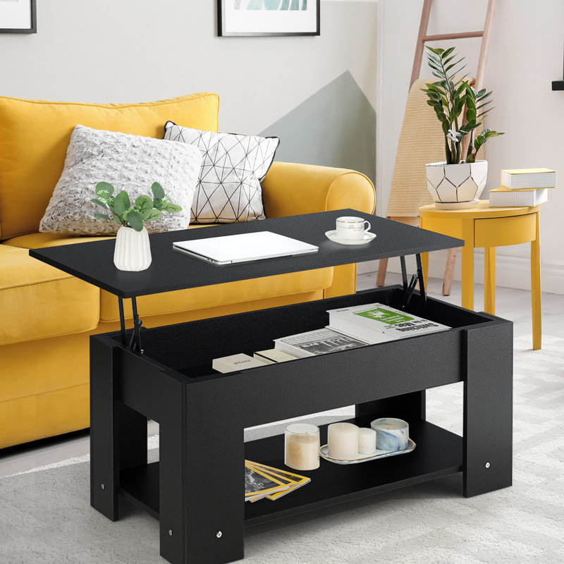 Table basse à 4 pieds avec rangement Breyonia, Noir