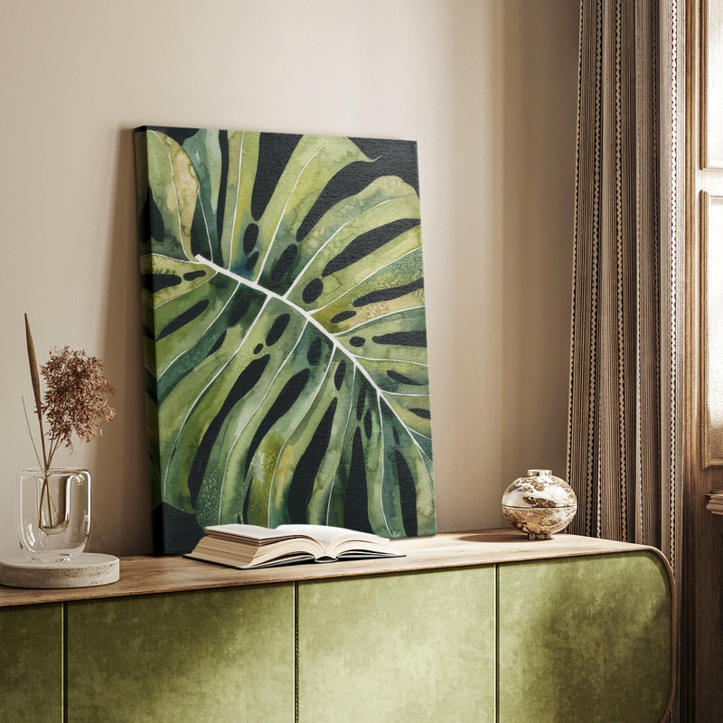 Nocturnal Monstera I - galerie sur mesure, H 18 po x l 12 po