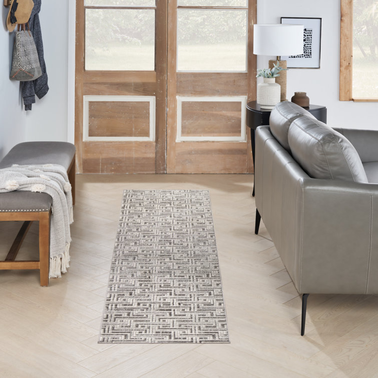 Ermie Geometric Machine Woven Polyester/Polypropylene Area Rug in Gray