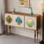Console minimaliste moderne à trois portes de 120 cm (47,24 po), meuble de rangement latéral imprimé avec pattes en acier au carbone