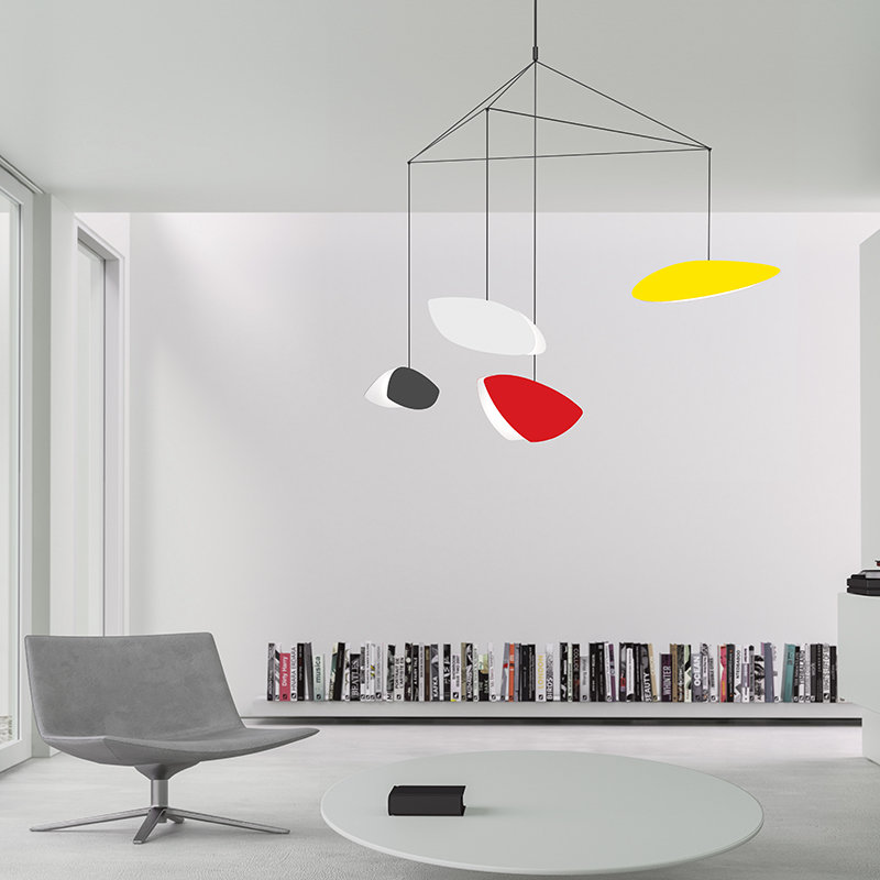 Modern Satin Black LED Pendant with White Shades - Indoor/Outdoor