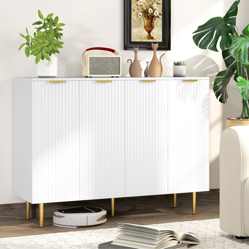 Buffet avec tablettes réglables, blanc