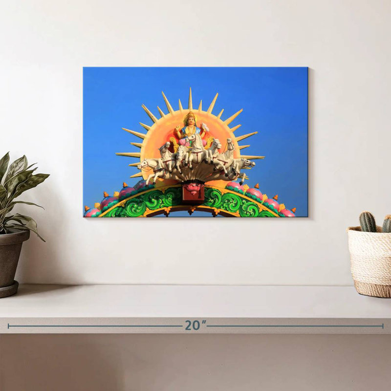 Divinité indienne Surya, H 8 po x l 12 po