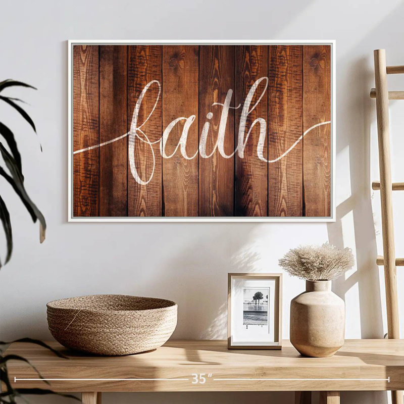 Faith typographie, Cadre flottant blanc, 25 po x 17 po